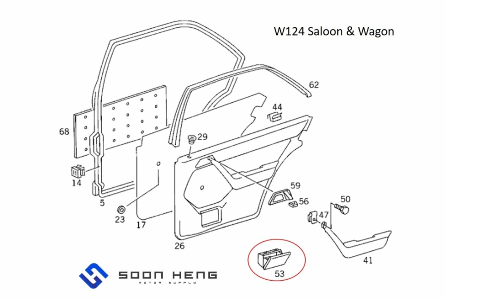 Mercedes-Benz W124 - Rear Door Ashtray (With MB Textile & Leather) (Original  MB)