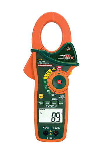 extech ex830 : 1000a true rms ac/dc clamp meter with ir thermometer