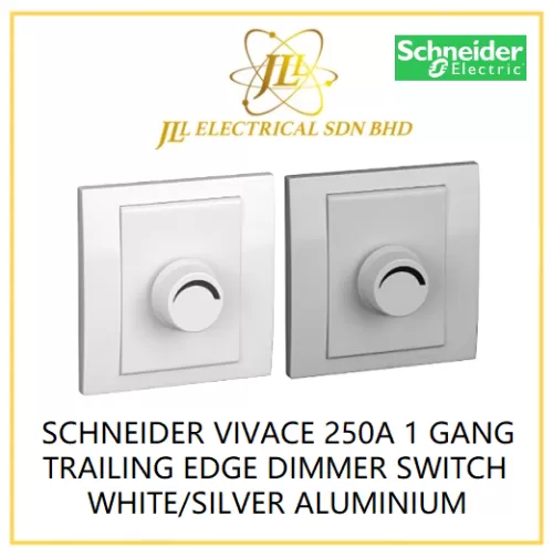 SCHNEIDER VIVACE 250A 1 GANG ROTARY TRAILING EDGE DIMMER SWITCH WHITE/SILVER ALUMINIUM [KB31RD250T_WE_G11/KB31RD250T_AS_G11]
