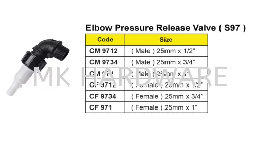 ELBOW PRESSURE RELEASE VALVE (S97)