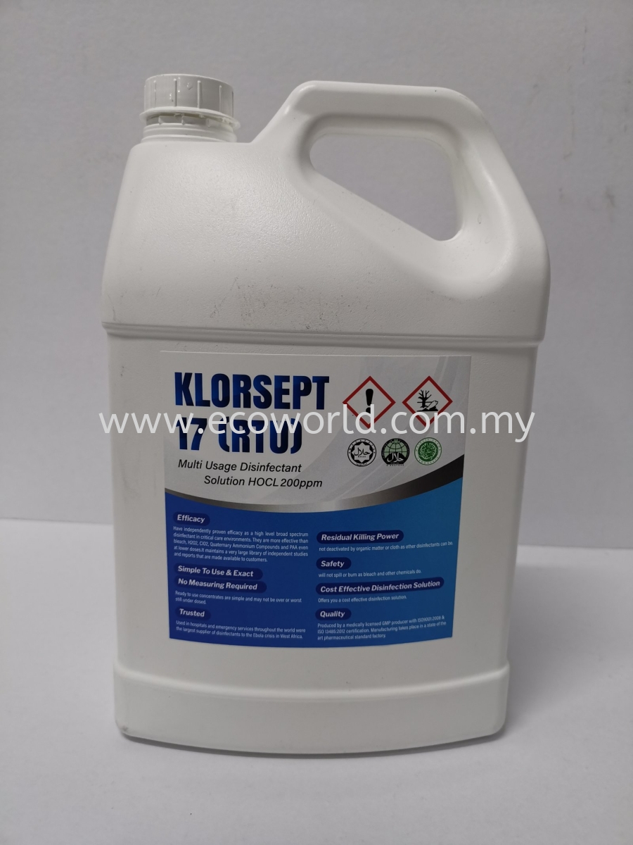 KLORSEPT 17 RTU-Multi Usage Disinfectant Solution HOCL 200 PPM Disinfectant  & Sanitizer Washroom & Hygiene
