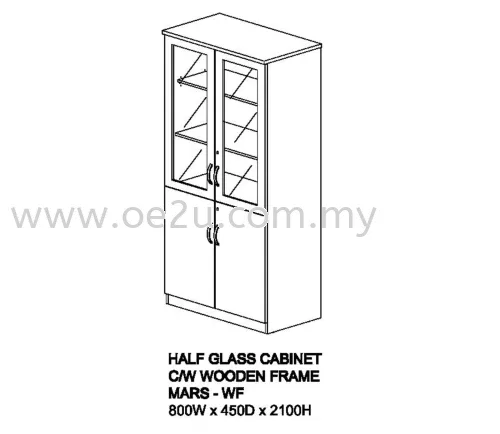 Half Glass Cabinet c/w Wooden Frame (MARS 320)