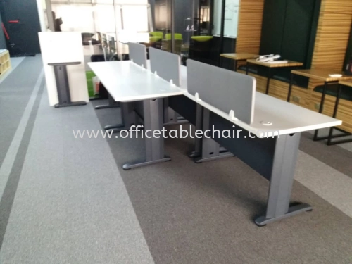 DELIVERY & INSTALLATION METAL J LEG WRITING TABLE WITH DESKING PANEL OFFICE FURNITURE MEGAN AVENUE, KUALA LUMPUR