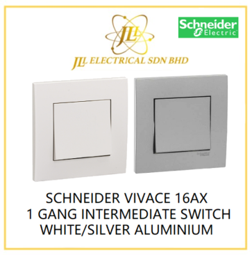 SCHNEIDER VIVACE 16AX 1 GANG INTERMEDIATE SWITCH WHITE/SILVER ALUMINIUM [KB31IA_WE_G11/KB31IA_AS_G11]