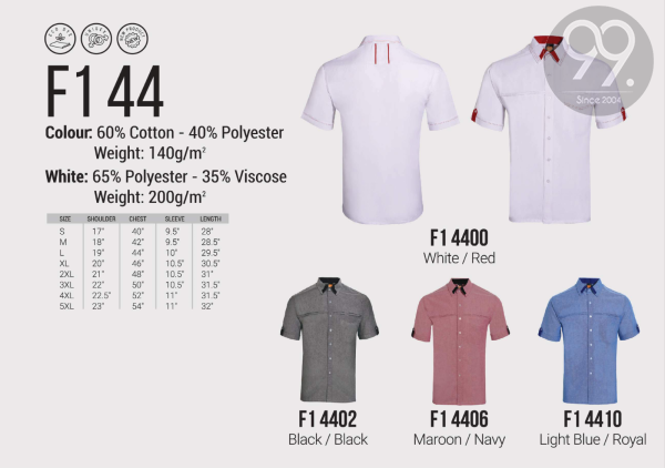 F1 44xx Corporate Shirt & F1 Shirt Apparel Ready Make Products Selangor, Malaysia, Kuala Lumpur (KL), Kajang Uniform, Manufacturer, Supplier, Supply | 99 Uniform Factory Sdn Bhd