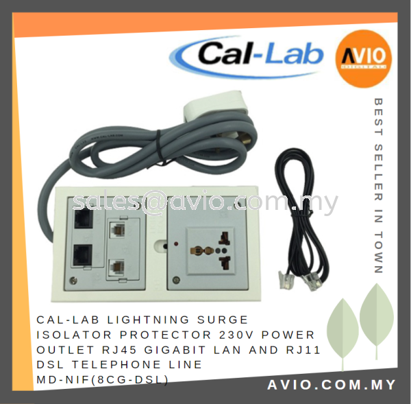 Cal-lab CAllab CAl Lab Lightning Surge Isolator Protector for 230V Power Outlet RJ45 Gigabit LAN & RJ11 MD-NIF(8C-DSL) LIGHTNING ISOLATOR Johor Bahru (JB), Kempas, Johor Jaya Supplier, Suppliers, Supply, Supplies | Avio Digital