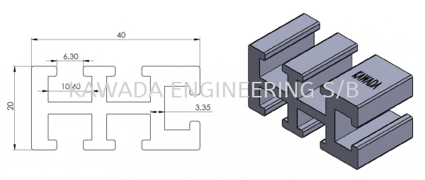 ALUMINIUM PROFILE 20 X 40 (BELT CONVEYOR) Other Profiles  Aluminium Profile Johor Bahru (JB), Malaysia, Ulu Tiram Supplier, Distributor, Supply, Supplies | Kawada Engineering (M) Sdn Bhd