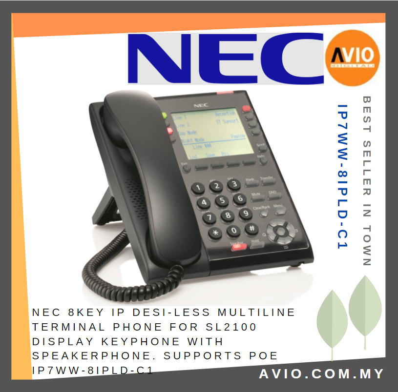 NEC 8 Key IP DESI-LESS Multiline Terminal Phone for SL2100 Display Keyphone  with Speakerphone Support