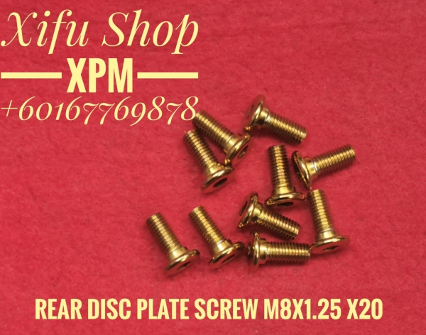 STAINLESS STEEL GOLD COLOR REAR DISC PLATE SCREW M8X1.25 X20(1 PACK 10PCS) LLEE  DISC PLATE SCREW BOLTS/SCREW /NUT SCREW/BOLT & NUT ACCESSORIES Johor Bahru JB Supply Suppliers | X Performance Motor