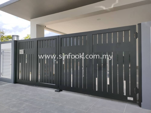 ALUMINIUM TRACKLESS FOLDING GATE Aluminium Trackless Folding Gate ALUMINIUM GATE Johor Bahru (JB), Senai, Selangor, Kuala Lumpur (KL), Klang, Seremban Installation, Services, Repair, Supplier | Sin Fook Electrical Alarm and Auto Gate Sdn. Bhd.