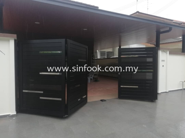 ALUMINIUM TRACKLESS FOLDING GATE Aluminium Trackless Folding Gate ALUMINIUM GATE Johor Bahru (JB), Senai, Selangor, Kuala Lumpur (KL), Klang, Seremban Installation, Services, Repair, Supplier | Sin Fook Electrical Alarm and Auto Gate Sdn. Bhd.