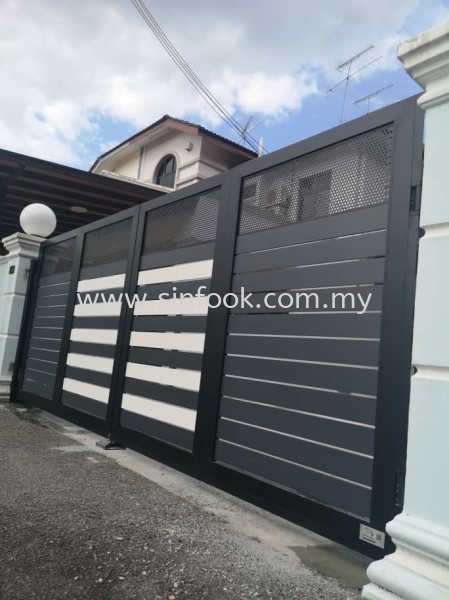 ALUMINIUM TRACKLESS FOLDING GATE Aluminium Trackless Folding Gate ALUMINIUM GATE Johor Bahru (JB), Senai, Selangor, Kuala Lumpur (KL), Klang, Seremban Installation, Services, Repair, Supplier | Sin Fook Electrical Alarm and Auto Gate Sdn. Bhd.