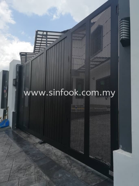 ALUMINIUM TRACKLESS FOLDING GATE Aluminium Trackless Folding Gate ALUMINIUM GATE Johor Bahru (JB), Senai, Selangor, Kuala Lumpur (KL), Klang, Seremban Installation, Services, Repair, Supplier | Sin Fook Electrical Alarm and Auto Gate Sdn. Bhd.