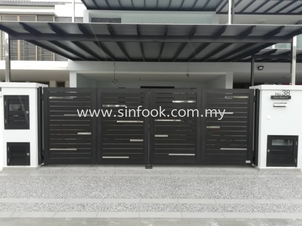 ALUMINIUM TRACKLESS FOLDING GATE Aluminium Trackless Folding Gate ALUMINIUM GATE Johor Bahru (JB), Senai, Selangor, Kuala Lumpur (KL), Klang, Seremban Installation, Services, Repair, Supplier | Sin Fook Electrical Alarm and Auto Gate Sdn. Bhd.