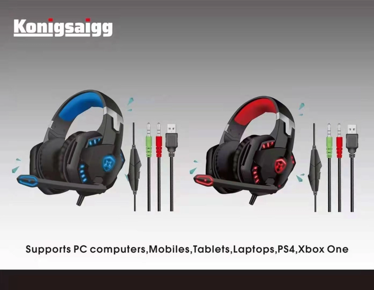 KONIGSAIGG K8009 GAMING WITH MIC HEADPHONE WIRED