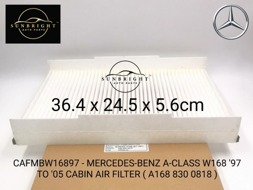 CAFMBW16897 - MERCEDES-BENZ A-CLASS W168 '97 TO '05 CABIN AIR FILTER ( A168 830 0818 )