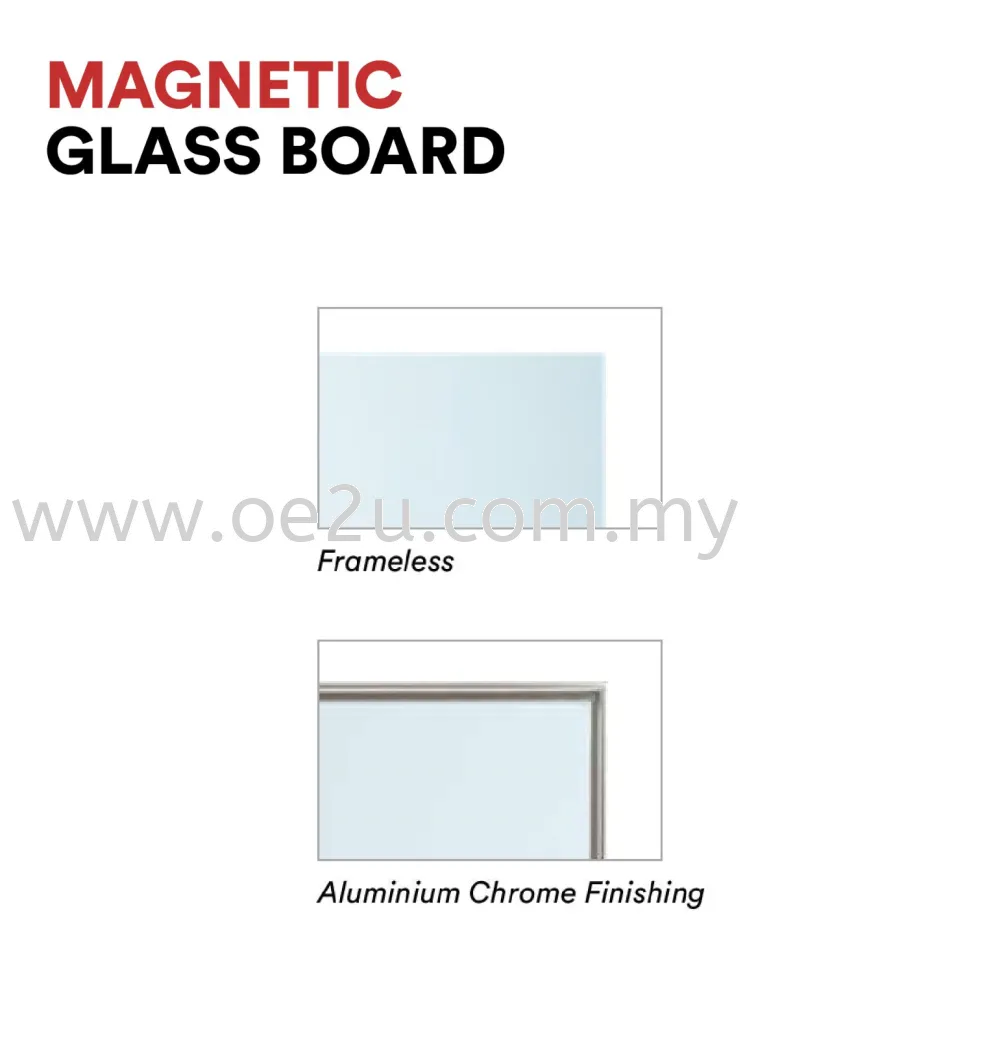 Magnetic Glass Writing Board (Aluminium Chrome Frame)