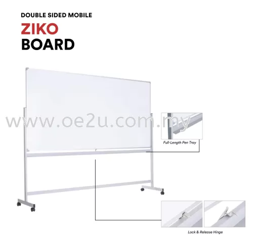 Double Sided Mobile ZIKO Magnetic Whiteboard (Coated Steel Magnetic Surface)