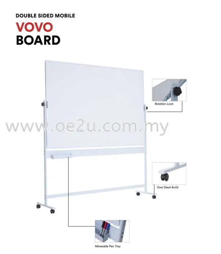 Double Sided Mobile VOVO Magnetic Whiteboard (e3 CeramicSteel Magnetic Surface)