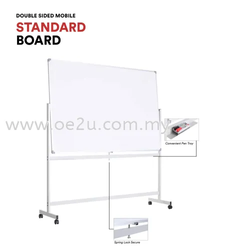 Double Sided Mobile STANDARD Magnetic Whiteboard (Coated Steel Magnetic Surface)