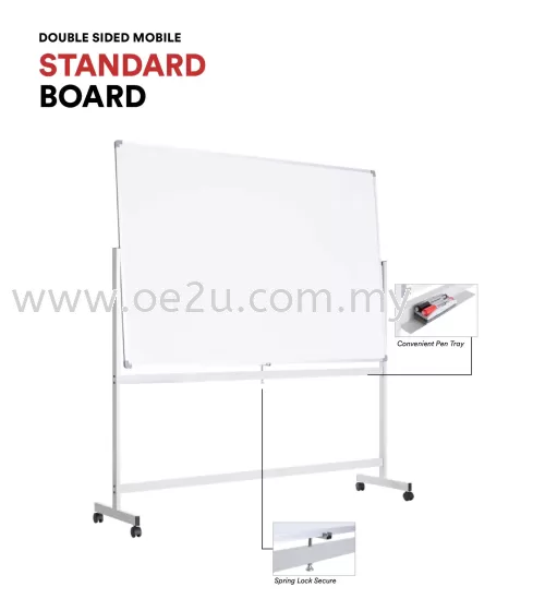 Double Sided Mobile STANDARD Magnetic Whiteboard (e3 CeramicSteel Magnetic Surface)