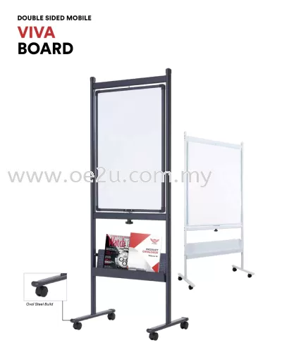 Double Sided Mobile VIVA Magnetic Whiteboard (Coated Steel Magnetic Surface)
