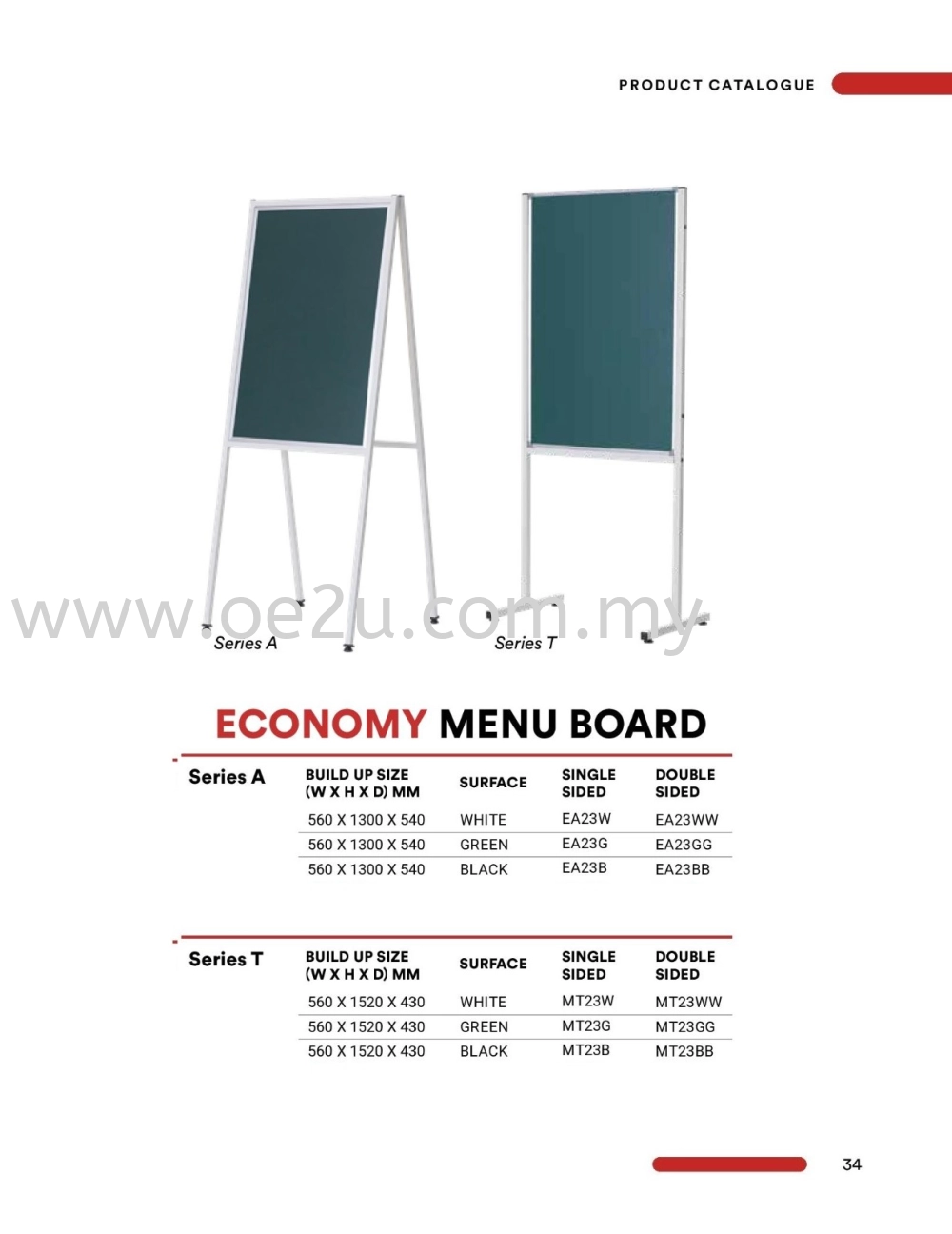 Economy Menu Board (Series A) - Double Sided