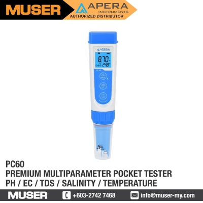 PC60 Premium Multiparameter (pH/EC/TDS/Salinity/Temperature) Pocket Tester Kit | Apera by Muser