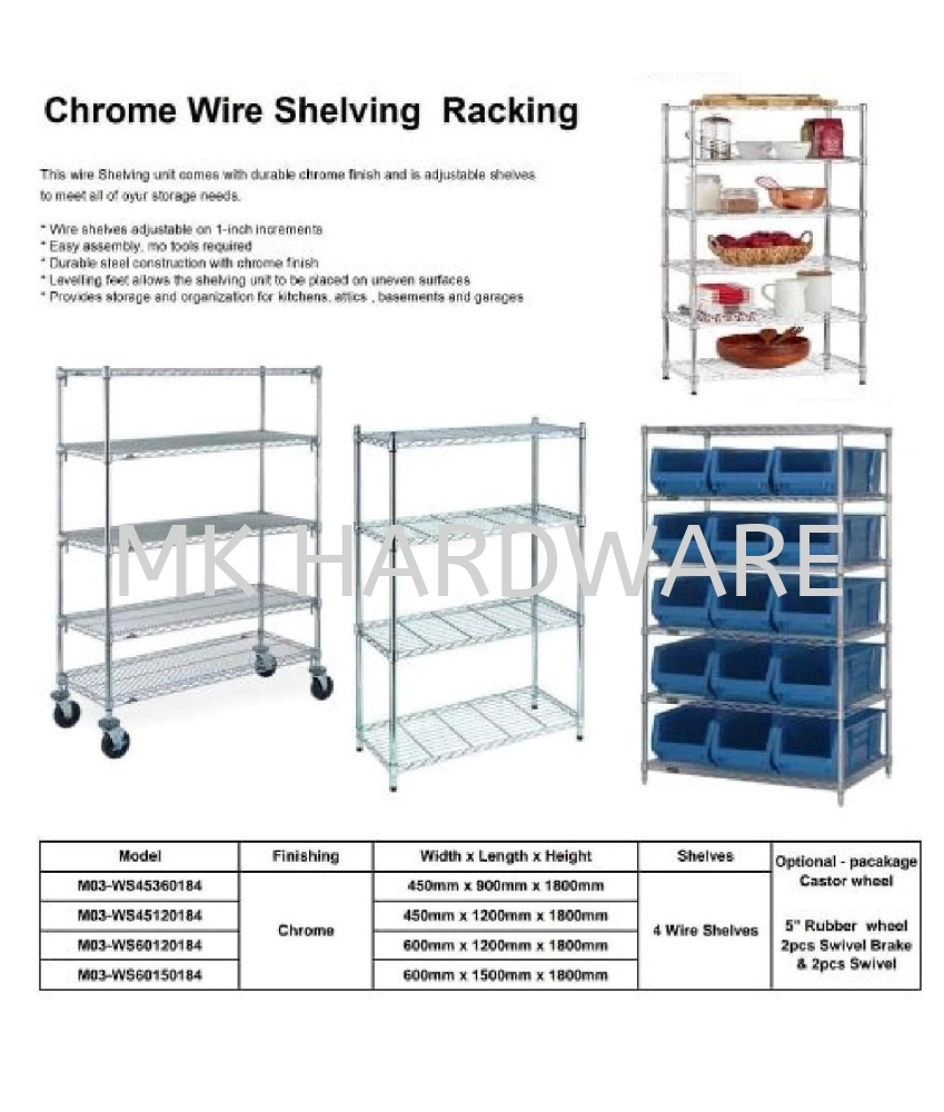 CHROME WIRE SHELVING RACKING