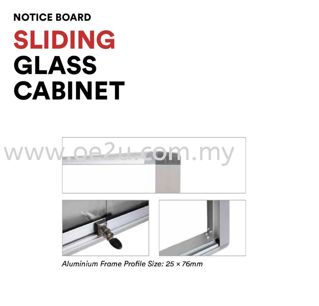 Aluminum Sliding Glass Cabinet Notice Board (Coated Steel Board)