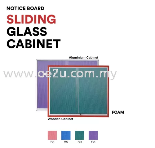 Wooden Sliding Glass Cabinet Notice Board (Foam Board)