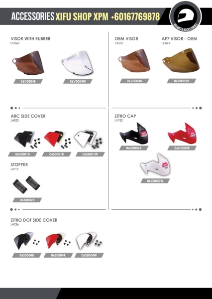 HELMET ARC SERIES PARTS CATALOG  HELMET ARC & ACCESSORIES CATALOG HELMET NOVA/ARC & ACCES. NOVA/ ARC PARTS CATALOG Johor Bahru JB Supply Suppliers | X Performance Motor