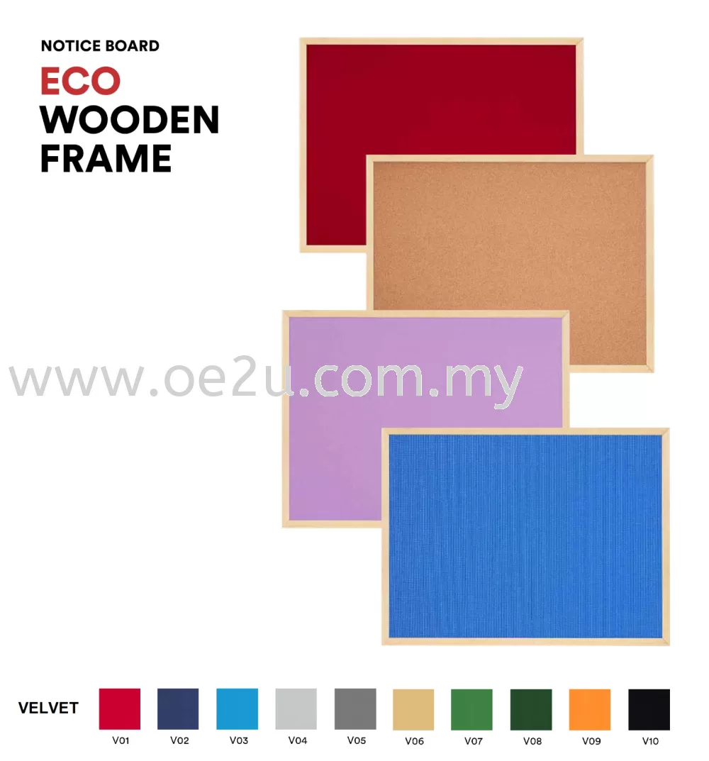 ECO Wooden Frame Notice Board (Velvet Board)