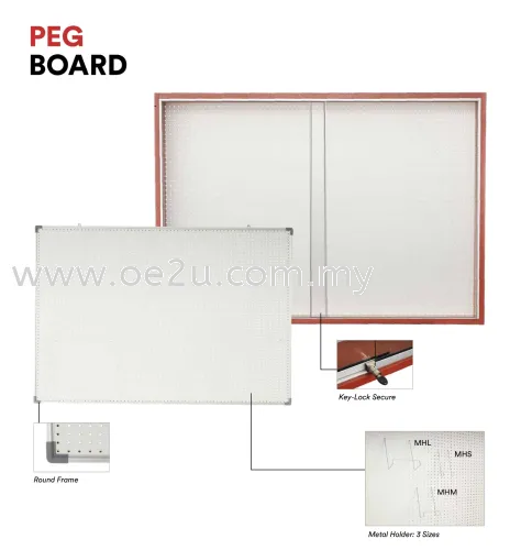 Wooden Sliding Glass Cabinet PEG Board