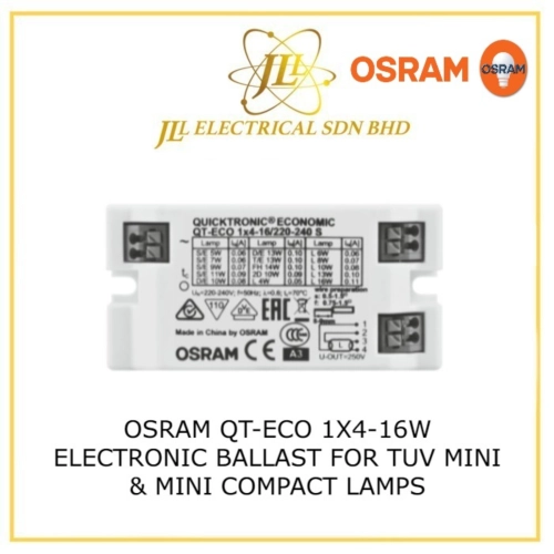 OSRAM QT-ECO 1X4-16W ELECTRONIC BALLAST FOR TUV MINI & MINI COMPACT LAMPS