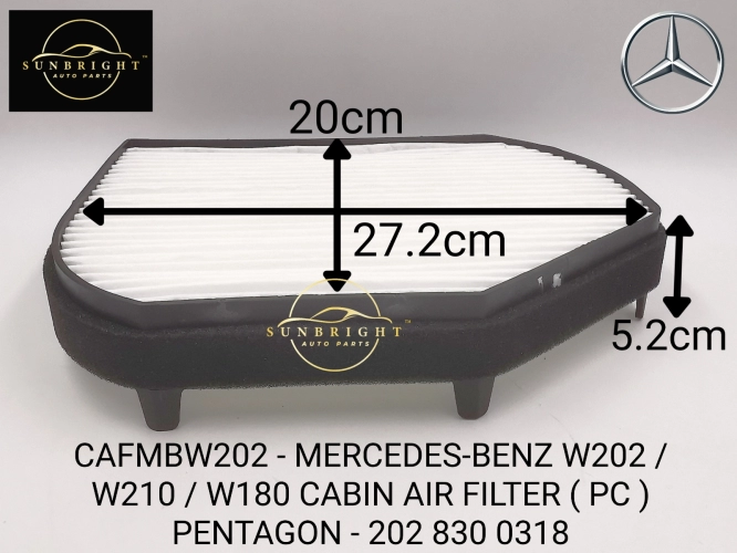 CAFMBW202 - MERCEDES-BENZ W202 / W210 / W180 CABIN AIR FILTER ( PC ) PENTAGON - 202 830 0318