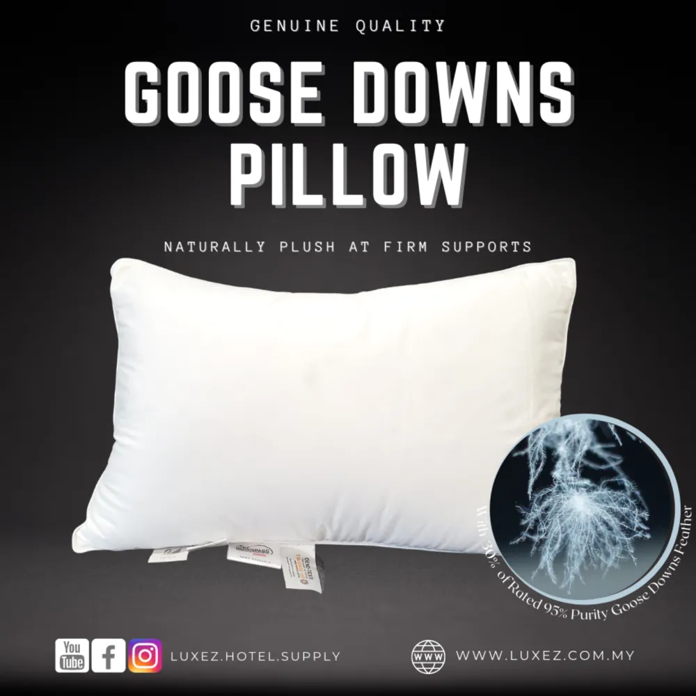 Luxez Luxury Hotel Goose Downs Feather Pillow Medium Firm