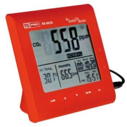 RS PRO DT-802D Data Logging Air Quality Monitor, Battery, Mains-powered