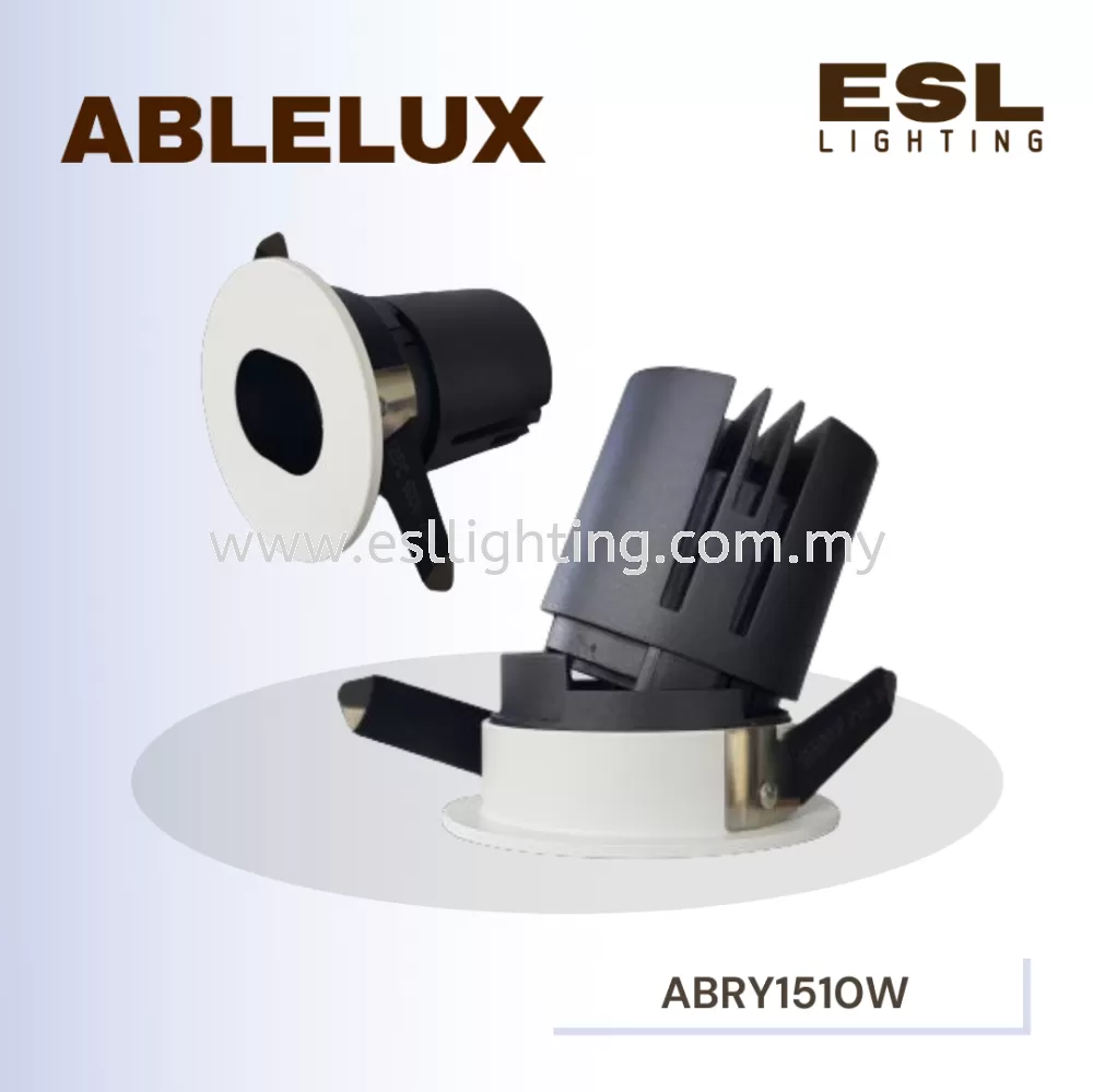 ABLELUX 10W RECESSED ADJUSTABLE SPOT DOWNLIGHT OVAL CURVE RY15 3000K POWER FACTOR 0.5 AC 100 - 240 V ISOLATED DRIVER 950 LUMEN