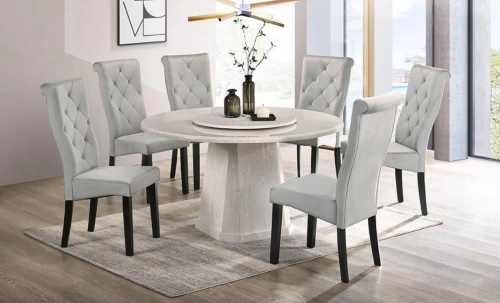 Round Marble Table Dinning Set Table with Chairs 