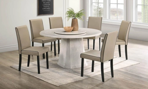 Round Marble Table Dinning Set Table with Chairs 