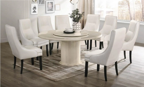 Round Marble Table Dinning Set Table with Chairs 