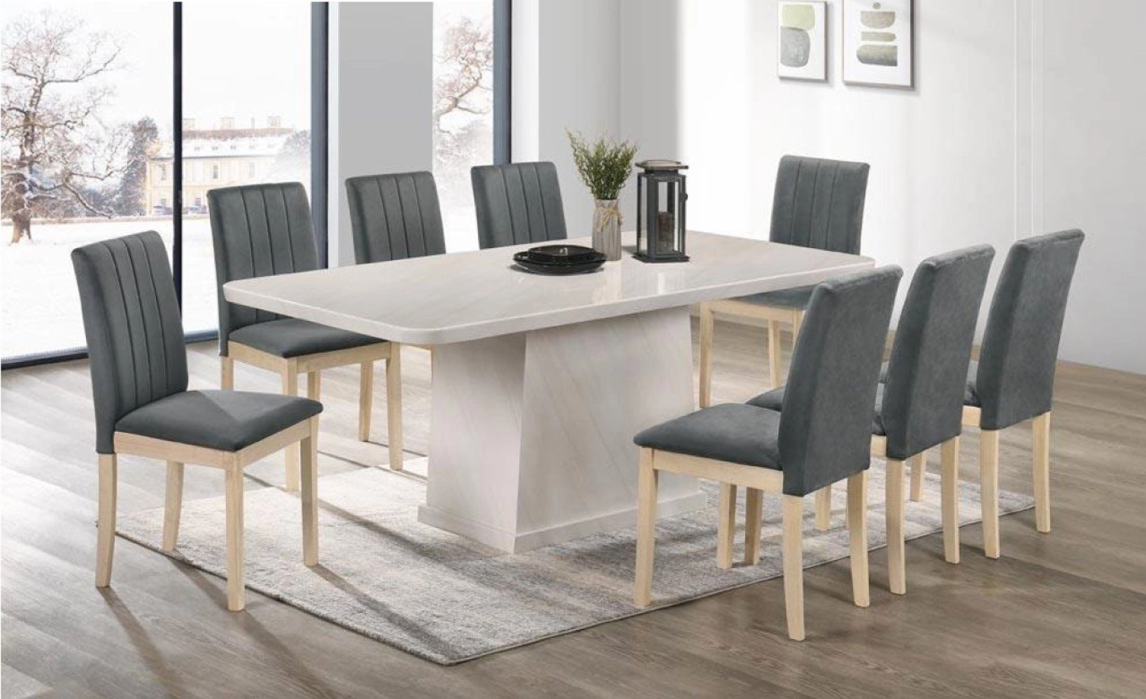 Marble Table Dinning Set Table with Chairs 