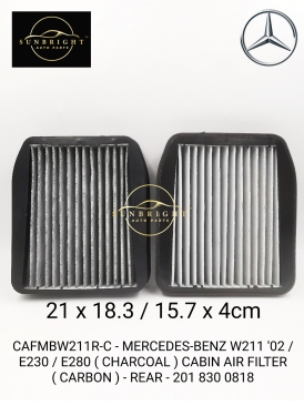 CAFMBW211R-C - MERCEDES-BENZ W211 '02 / E230 / E280 ( CHARCOAL ) CABIN AIR FILTER ( CARBON ) - REAR - 201 830 0818