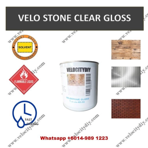 （石头光油/洋灰透明光漆）Velo Stone Clear Gloss Paint/Wall Clear Gloss Paint/Pebble Stone Gloss Paint/Cat Kilat Batu