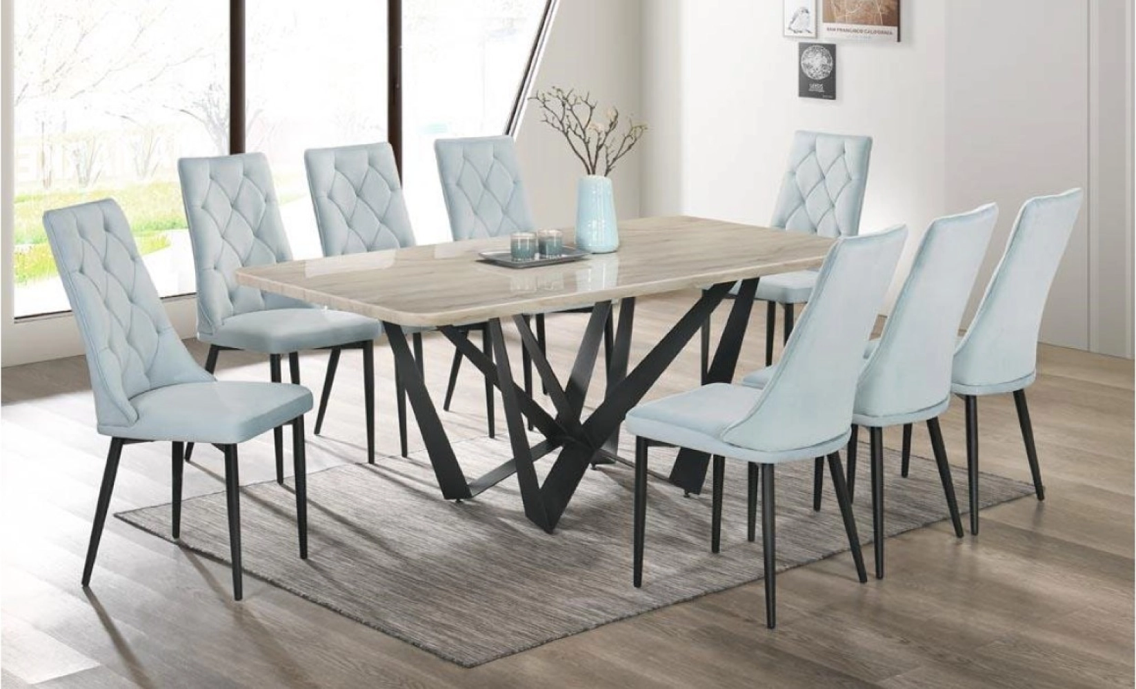 Marble Table Dinning Set Table with Chairs 