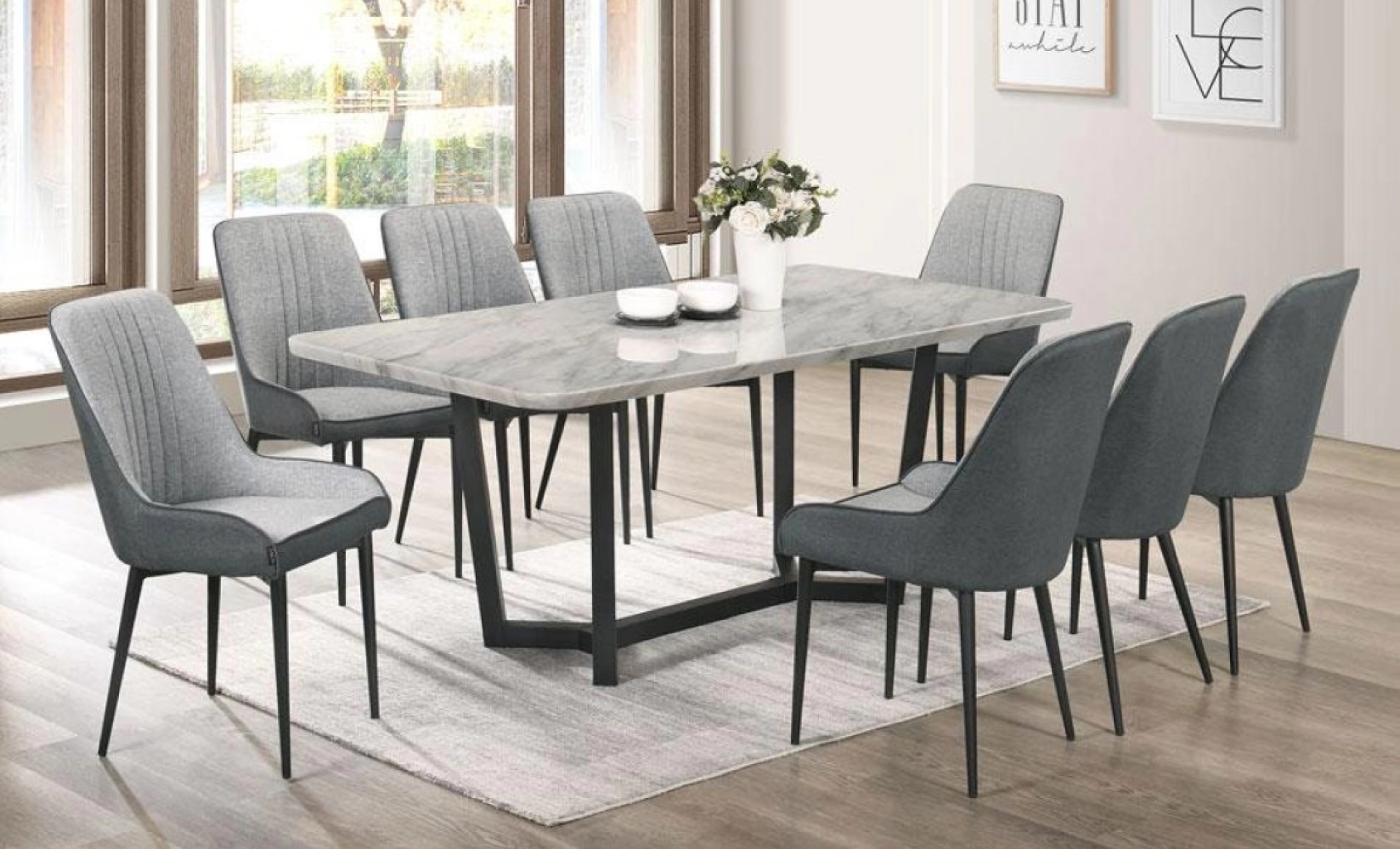 Marble Table Dinning Set Table with Chairs 