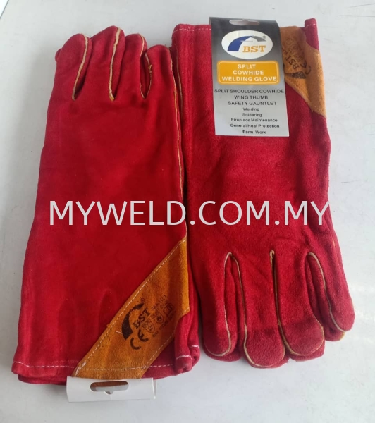 BST 14" SAA-1140 SUPER HEAVY DUTY LEATHER WELDING HANDGLOVE ( RED ) Hand Series Safety Equipments Selangor, Malaysia, Kuala Lumpur (KL), Balakong Supplier, Distributor, Supply, Supplies | Myweld Equipment & Gases Sdn Bhd