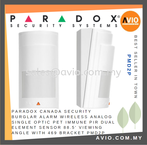 Paradox Canada Security Burglar Alarm Wireless Analog Single Optic Pet Immune PIR Dual Element Sensor 88.5' Angle PMD2P PARADOX Johor Bahru (JB), Kempas, Johor Jaya Supplier, Suppliers, Supply, Supplies | Avio Digital