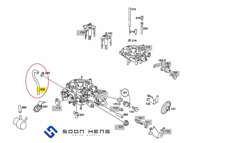 Mercedes-Benz with Engine M110 - Carburetor Hose (Original MB)